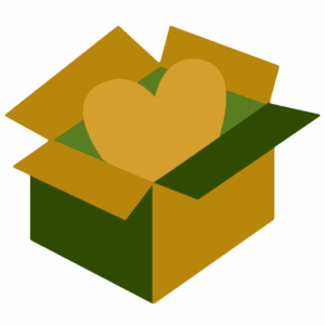 charity box with a heart inside